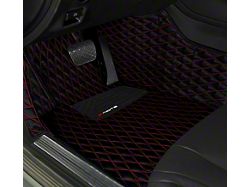 Single Layer Diamond Front and Rear Floor Mats; Black and Red Stitching (10-15 Camaro)