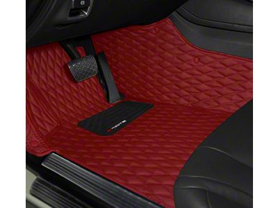 Single Layer Diamond Front and Rear Floor Mats; Full Red (16-24 Camaro)