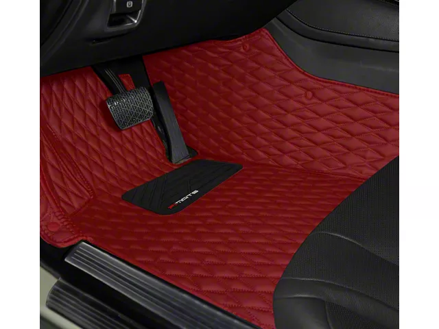 Single Layer Diamond Front and Rear Floor Mats; Full Red (16-24 Camaro)