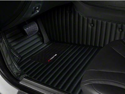 Single Layer Stripe Front and Rear Floor Mats; Full Black (16-24 Camaro)