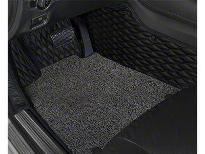 Double Layer Diamond Front and Rear Floor Mats; Base Layer Black and Top Layer Gray (08-23 Challenger)