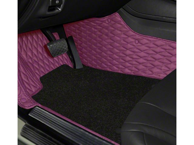 Double Layer Diamond Front and Rear Floor Mats; Base Layer Purple and Top Layer Black (08-23 Challenger)