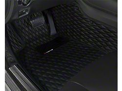 Single Layer Diamond Front and Rear Floor Mats; Black and Black Stitching (08-23 Challenger)
