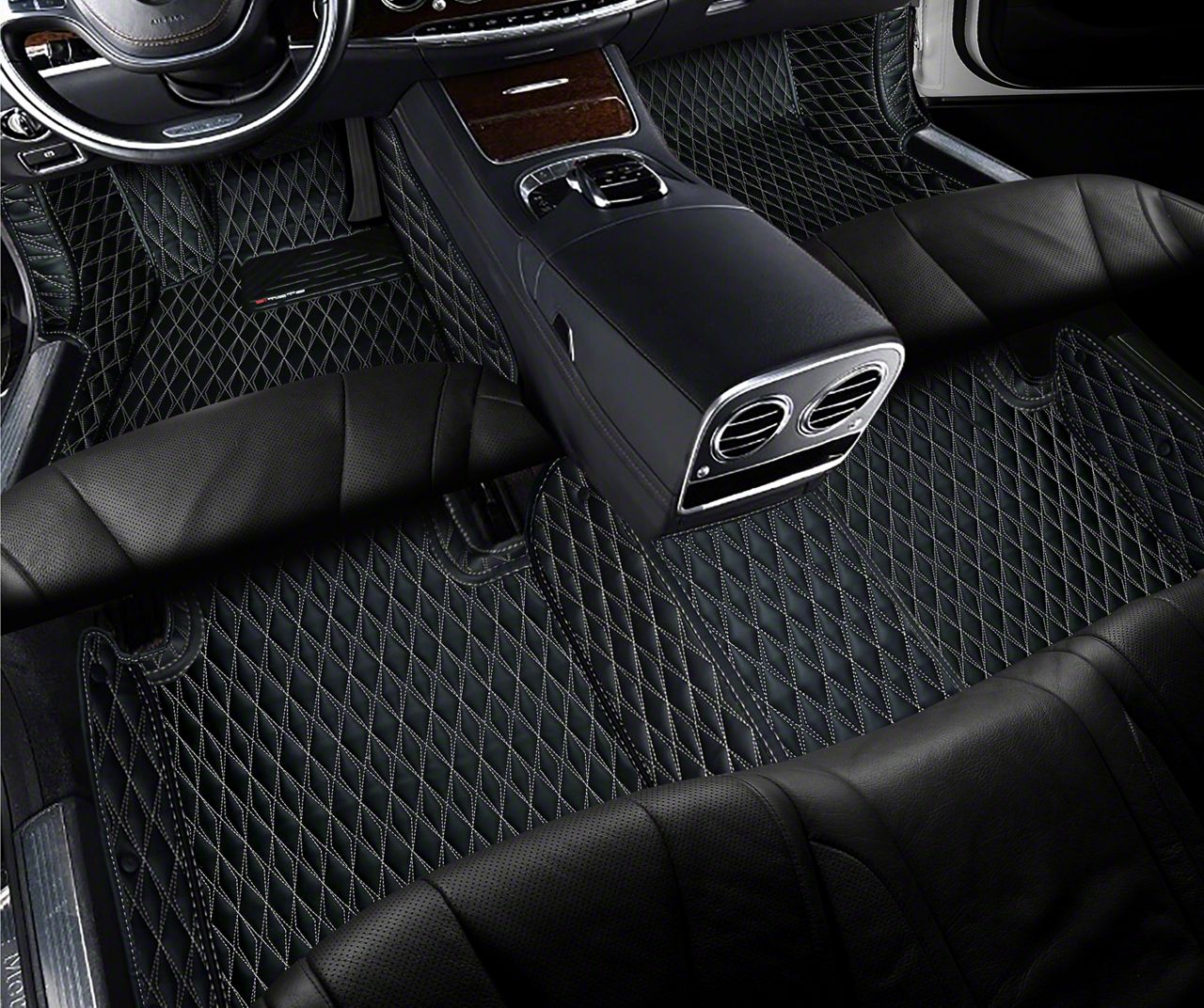 Challenger Single Layer Diamond Front and Rear Floor Mats; Black and