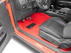 Single Layer Diamond Front and Rear Floor Mats; Full Red (08-23 Challenger)