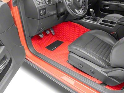 Single Layer Diamond Front and Rear Floor Mats; Full Red (08-23 Challenger)