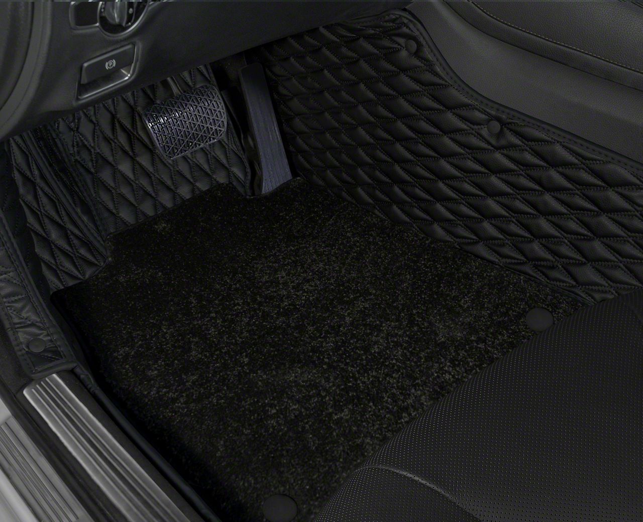 Charger Double Layer Diamond Front and Rear Floor Mats; Base Layer