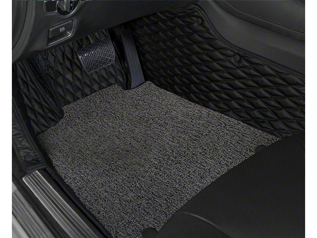 Double Layer Diamond Front and Rear Floor Mats; Base Layer Black and Top Layer Gray (06-10 Charger)