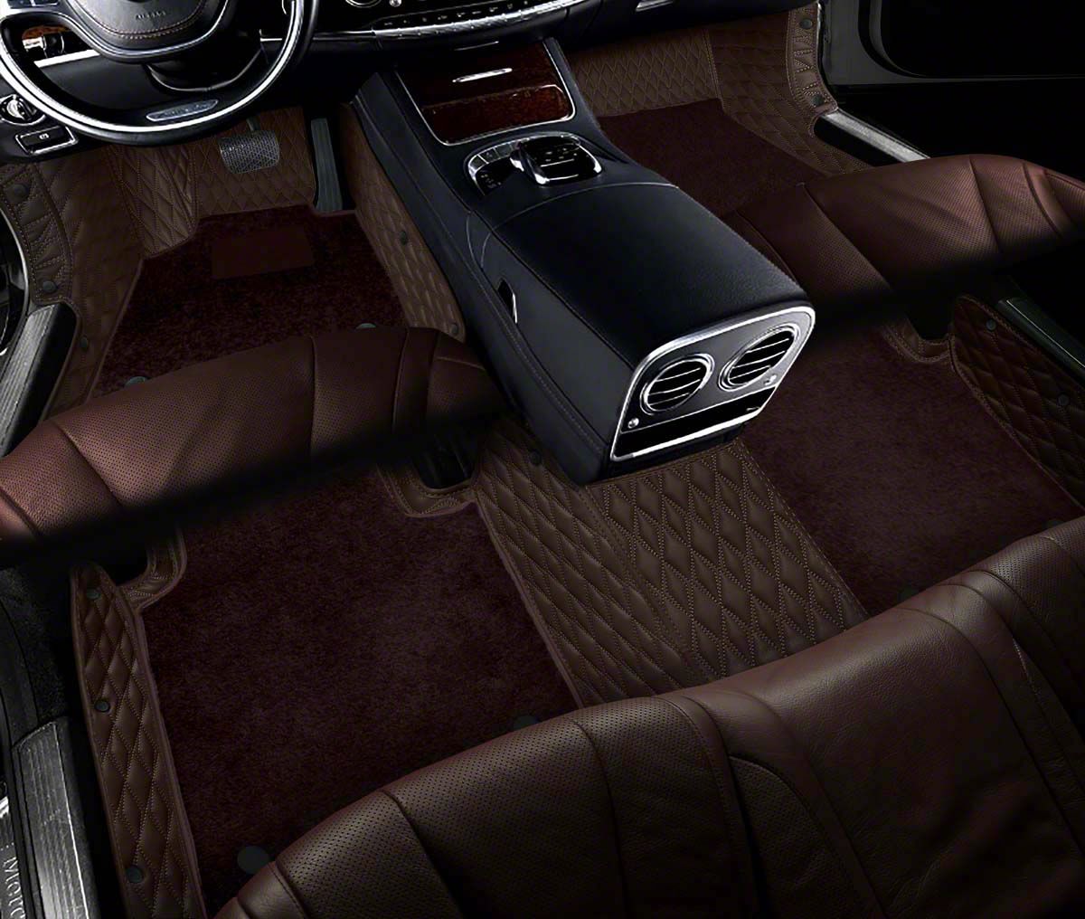 Charger Double Layer Diamond Front and Rear Floor Mats; Base Layer Dark