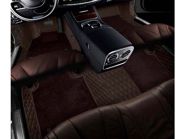 Double Layer Diamond Front and Rear Floor Mats; Base Layer Dark Brown and Top Layer Dark Brown (11-23 Charger)