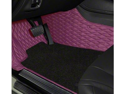 Double Layer Diamond Front and Rear Floor Mats; Base Layer Purple and Top Layer Black (06-10 Charger)