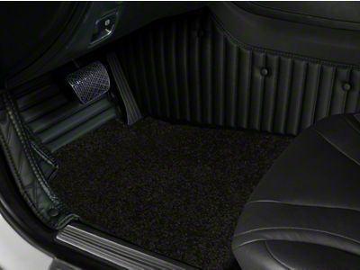Double Layer Stripe Front and Rear Floor Mats; Base Layer Full Black and Top Layer black (11-23 Charger)