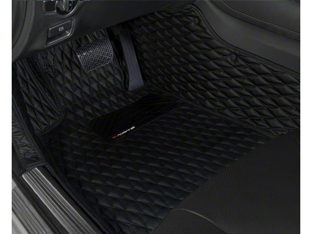Single Layer Diamond Front and Rear Floor Mats; Black and Black Stitching (11-23 Charger)