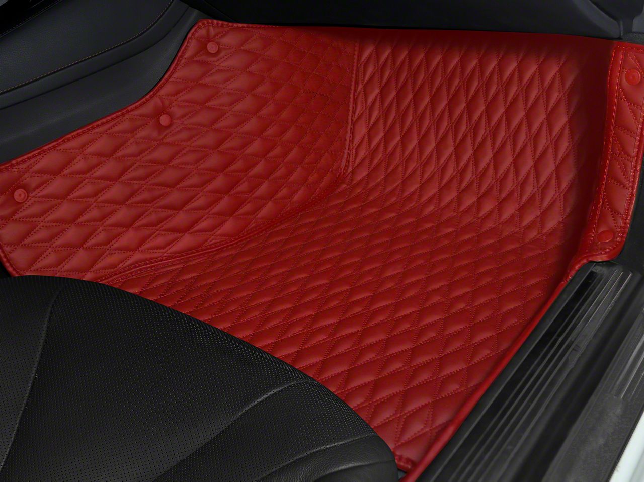 Charger Single Layer Diamond Front and Rear Floor Mats; Full Red