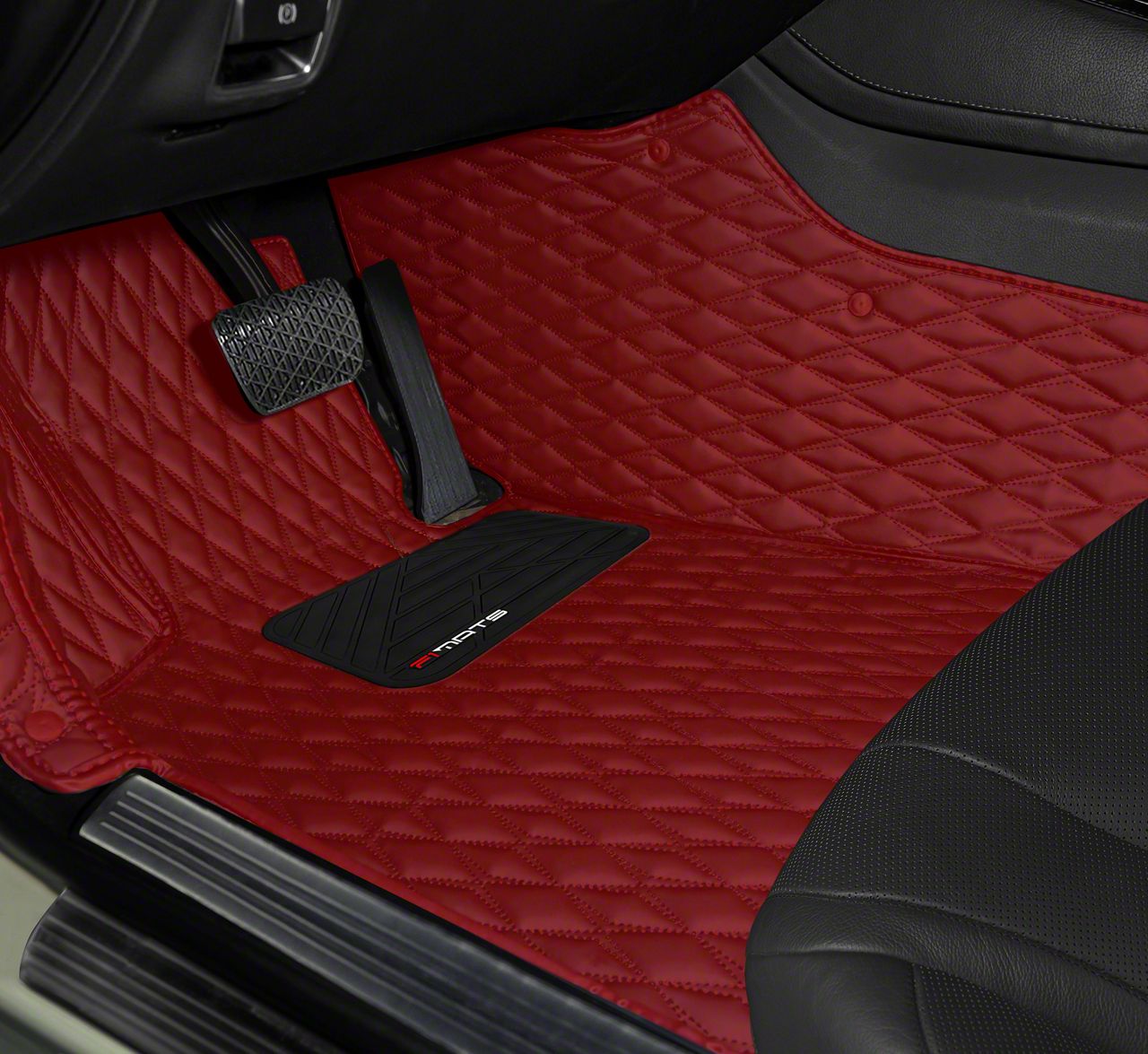 Charger Single Layer Diamond Front and Rear Floor Mats; Full Red (1123