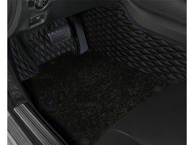 Double Layer Diamond Front and Rear Floor Mats; Base Layer Black and Top Layer Black (05-14 Mustang)