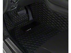 Single Layer Diamond Front and Rear Floor Mats; Black and Black Stitching (15-23 Mustang)