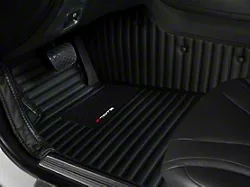 Single Layer Stripe Front and Rear Floor Mats; Full Black (05-14 Mustang)