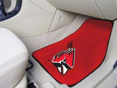 Carpet Front Floor Mats with Ball State University Logo; Red (Universal; Some Adaptation May Be Required)