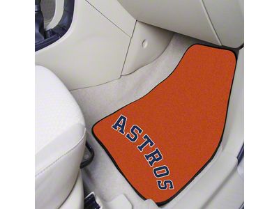 Carpet Front Floor Mats with Houston Astros Logo; Orange (Universal; Some Adaptation May Be Required)