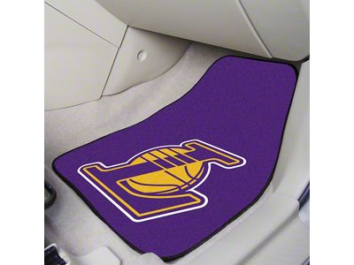 Carpet Front Floor Mats with Los Angeles Lakers Logo; Purple (Universal; Some Adaptation May Be Required)