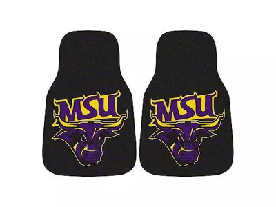 Carpet Front Floor Mats with Minnesota State-Mankato University Logo; Black (Universal; Some Adaptation May Be Required)