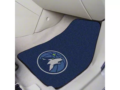 Carpet Front Floor Mats with Minnesota Timberwolves Logo; Navy (Universal; Some Adaptation May Be Required)