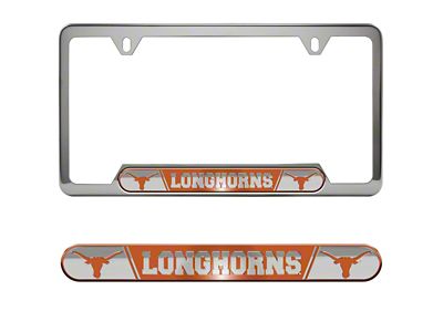 Embossed License Plate Frame with University of Texas Logo; Orange (Universal; Some Adaptation May Be Required)