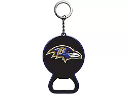 Keychain Bottle Opener with Baltimore Ravens Logo; Purple and Black