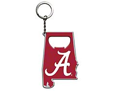 Keychain Bottle Opener with University of Alabama Logo; Red