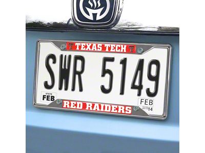 License Plate Frame with Texas Tech University Logo; Chrome (Universal; Some Adaptation May Be Required)