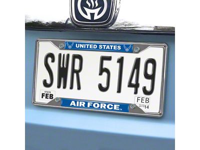 License Plate Frame with U.S. Air Force Logo; Chrome (Universal; Some Adaptation May Be Required)