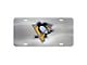 License Plate with Pittsburgh Penguins Logo; Stainless Steel (Universal; Some Adaptation May Be Required)