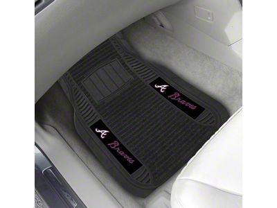 Molded Front Floor Mats with Atlanta Braves Logo (Universal; Some Adaptation May Be Required)