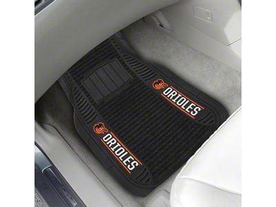 Molded Front Floor Mats with Baltimore Orioles Logo (Universal; Some Adaptation May Be Required)