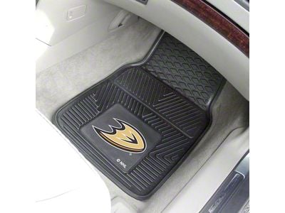 Vinyl Front Floor Mats with Anaheim Ducks Logo; Black (Universal; Some Adaptation May Be Required)