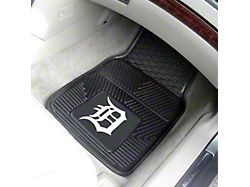 Vinyl Front Floor Mats with Detroit Tigers Logo; Black (Universal; Some Adaptation May Be Required)