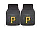 Vinyl Front Floor Mats with Pittsburgh Pirates Logo; Black (Universal; Some Adaptation May Be Required)