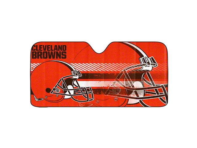 Windshield Sun Shade with Cleveland Browns Logo; Orange (Universal; Some Adaptation May Be Required)