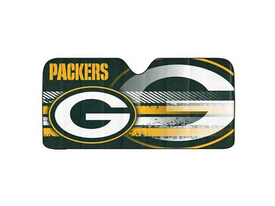 Windshield Sun Shade with Green Bay Packers Logo; Green (Universal; Some Adaptation May Be Required)