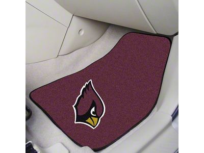 Carpet Front Floor Mats with Arizona Cardinals Logo; Red (Universal; Some Adaptation May Be Required)