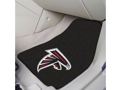 Carpet Front Floor Mats with Atlanta Falcons Logo; Black (Universal; Some Adaptation May Be Required)