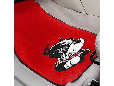 Carpet Front Floor Mats with Boston University Logo; Red (Universal; Some Adaptation May Be Required)