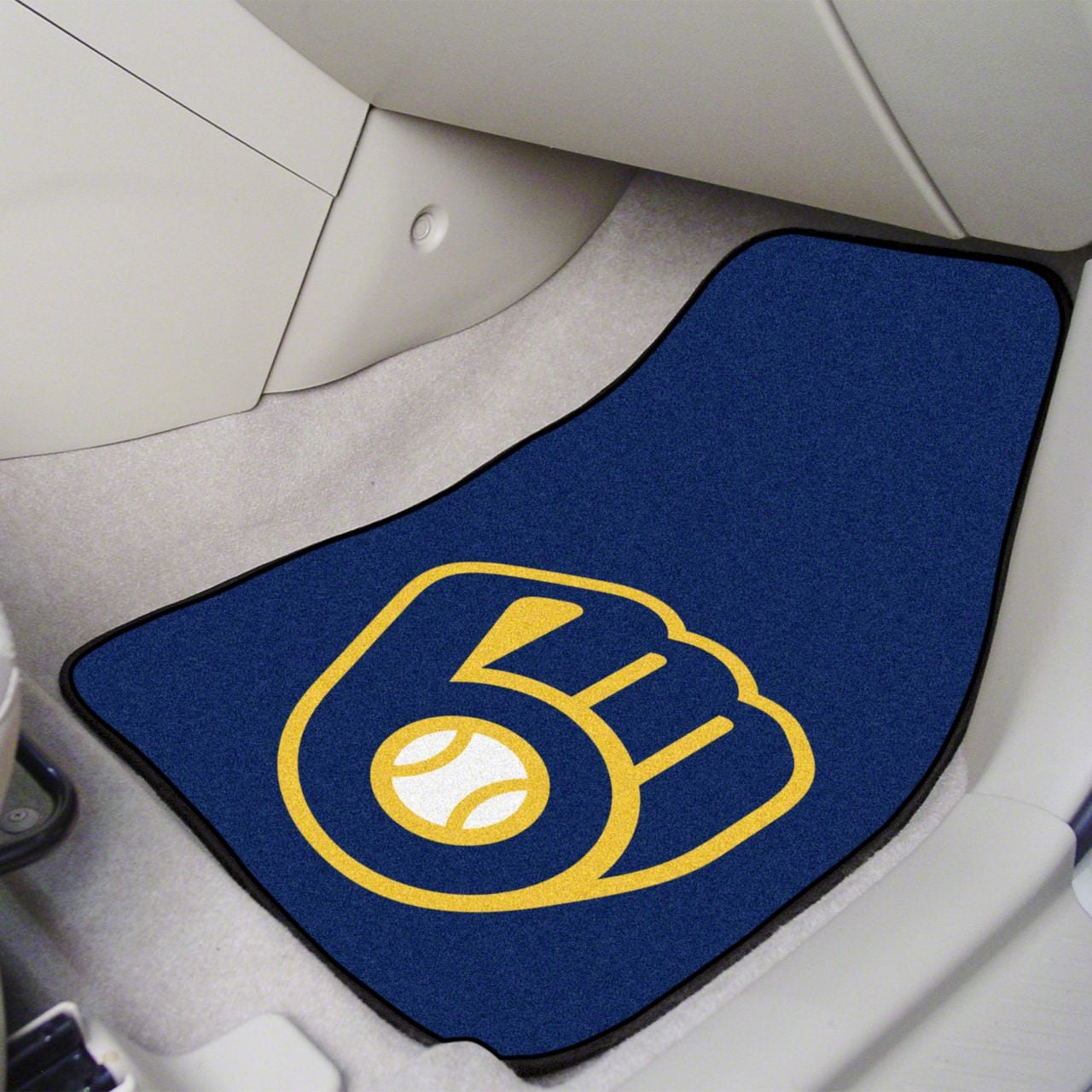 CHALLENGERWELCOME MAT（NAVY） Challenger Carpet Front Floor Mats with Milwaukee Brewers Logo