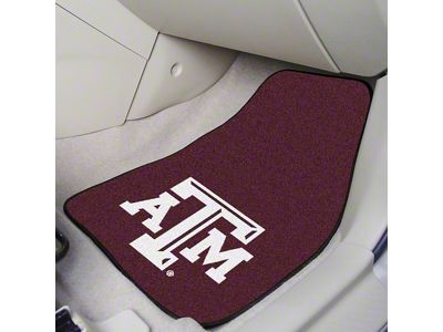 Carpet Front Floor Mats with Texas A&M University Logo; Maroon (Universal; Some Adaptation May Be Required)