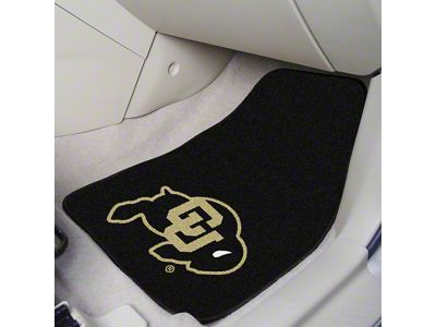 Carpet Front Floor Mats with University of Colorado Logo; Black (Universal; Some Adaptation May Be Required)