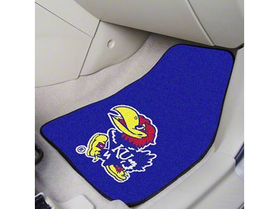 Carpet Front Floor Mats with University of Kansas Logo; Blue (Universal; Some Adaptation May Be Required)