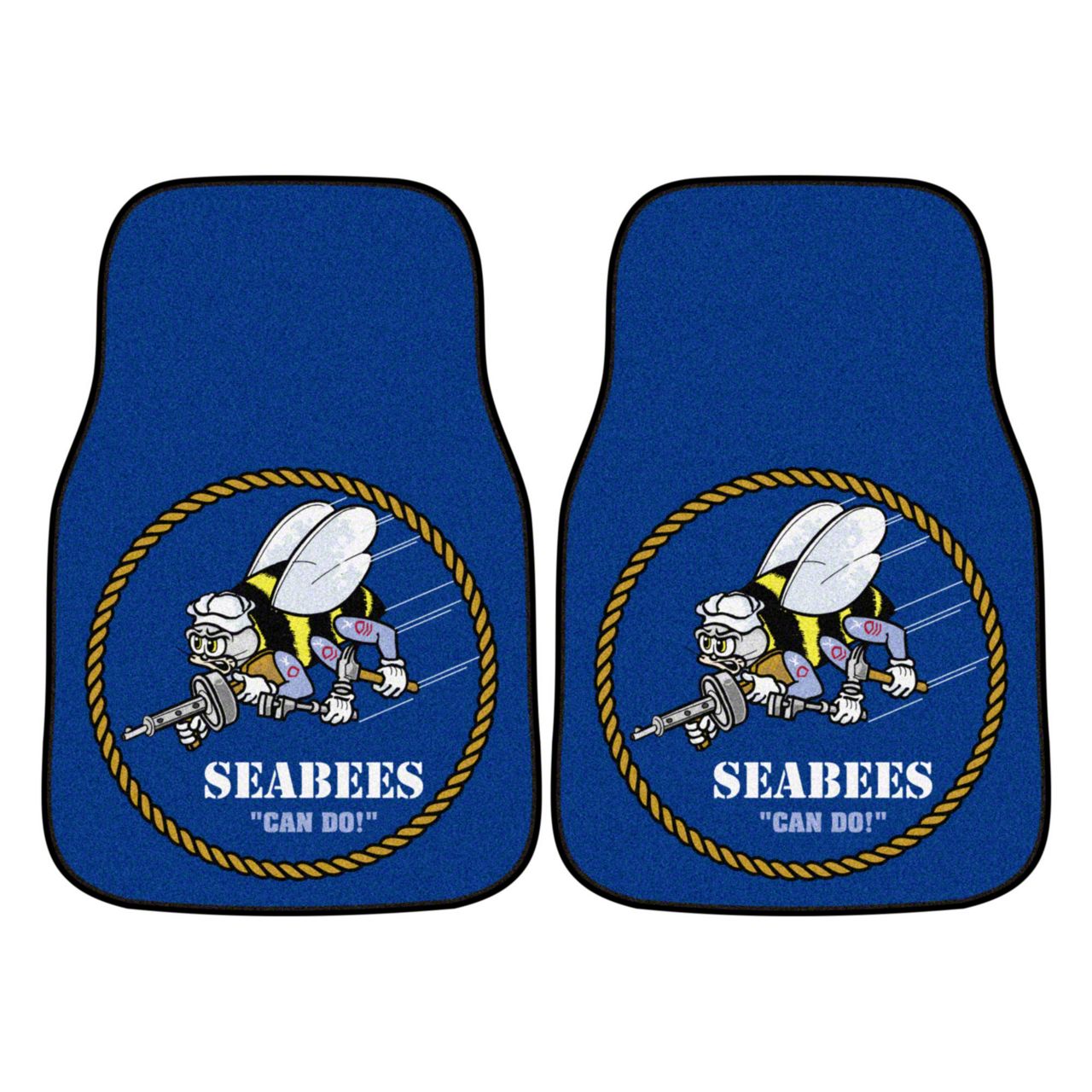 Challenger Carpet Front Floor Mats with U.S. Navy Logo; Blue