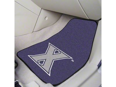 Carpet Front Floor Mats with Xavier University Logo; Navy (Universal; Some Adaptation May Be Required)