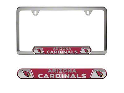 Embossed License Plate Frame with Arizona Cardinals Logo; Red (Universal; Some Adaptation May Be Required)